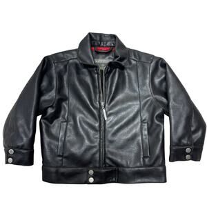 Kenneth Cole Reaction Jacket Kids 18M Black Faux Leather Zip Up Quilted Lined